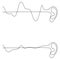 Continuous one line drawing of ears with adiowaves. Hearing loss concept. Comparison of normal and weak hearing. Single