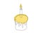 Continuous one line drawing of Easter Kulich cake with a lit candle. Colored Easter cupcake. Birthday cake. Vector