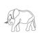 Continuous one line drawing. Elephant with white background