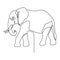Continuous one line drawing. Elephant with white background
