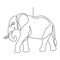 Continuous one line drawing. Elephant with white background