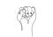 Continuous one line drawing of fist hand gesture. Arm sign and symbol of fight and freedom