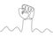 Continuous one line drawing of fist hand symbol of freedom and rebellion