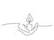 Continuous one line drawing. Hand holding burning candle