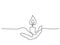 Continuous one line drawing. Hand holding burning candle