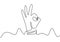 Continuous one line drawing of hand showing OK gesture. Creative expression metaphor minimalism vector illustration, Agreement