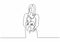 Continuous one line drawing of Happy mother and baby. Woman after baby's born silhouette picture of mom. Vector illustration