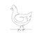 Continuous one line drawing of hen chicken. Abstract female chicken simple line art vector design