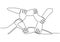 Continuous one line drawing of join hands puzzle business metaphor of teamwork. Vector illustration unity, strength, and