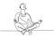 Continuous one line drawing of man doing exercise in yoga pose. Healthy young male sitting crossing leg with yoga lotus pose.