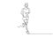 Continuous one line drawing of man running on sport theme. Vector marathon runner