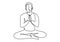 Continuous one line drawing man in yoga pose. Young male sitting with cross leg and folded his hands. Yoga lotus pose. Concept