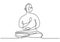 Continuous one line drawing man in yoga pose. Young male sitting with cross leg and folded his hands. Yoga lotus pose. Concept
