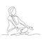 Continuous one line drawing of meditation woman. Girl doing relaxation on yoga exercise with lotus position. Vector illustration