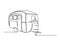 Continuous one line drawing of motorhome