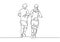 Continuous one line drawing of people running. Sportsman and sportswoman doing exercise to make body fit