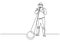 Continuous one line drawing of person blowing alphorn or alpenhorn or alpine horn is a labrophone vector illustration. Classical
