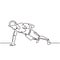 Continuous one line drawing of person doing push up. Man exercise for healthy body and big and strength muscular with one hand.