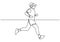 Continuous one line drawing of person running during sport marathon or sprint game. Champion player doing jogging exercise vector