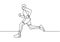 Continuous one line drawing of person running during sport marathon or sprint game. Champion player doing jogging exercise vector