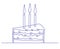 Continuous one line drawing Piece of birthday cake with three candles. Symbol of celebration. Line style logotype