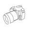 Continuous one line drawing of professional photo camera vector illustration.