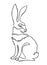Continuous one line drawing rabbit hare. Continuous black outline drawing on white background. Logo of the hare. Vector