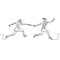 Continuous one line drawing relay race, runner passes the baton. Teamwork concept.