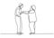 Continuous one line drawing of romantic couple. Old grandfather and grandmother. Parents people with love. Minimalism vector