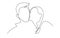 Continuous one line drawing of romantic kiss of two lovers, newlyweds, young people. Loving couple kissing, valentines