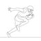 Continuous one line drawing running american football player