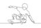 Continuous one line drawing of skateboard player. Sport vector illustration theme. Person playing game for exercise and hobby