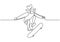 Continuous one line drawing of skateboard player. Sport vector illustration theme. Person playing game for exercise and hobby