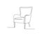Continuous one line drawing of spacious modern armchair furniture. Stylish furniture Hand drawn vector illustration