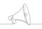 Continuous one line drawing of speaker horn or megaphone