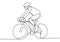 continuous one line drawing of sport Cycling triathlon. Bicycle athlete or cyclist riding on the street. Vector illustration