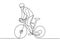 continuous one line drawing of sport Cycling triathlon. Bicycle athlete or cyclist riding on the street. Vector illustration