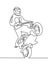 Continuous one line drawing of a sportsman on a motorcycle