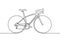 Continuous one line drawing of sporty bicycle or bike minimalism object. Vector sport theme