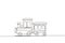 Continuous one line drawing toy train. Cute toy train and locomotive with railway carriage. Baby train toy. Passenger and cargo.