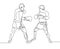 Continuous one line drawing two boxers in the ring