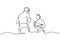 Continuous one line drawing of two man playing boxing at ring area. Two professional boxer is fight each other in tournament