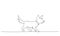 Continuous one line drawing. Walking dog. Vector illustration