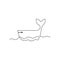 Continuous one line drawing whale. Hand drawn minimalist style. Vector illustration. Black and white