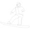 Continuous one line drawing of winter sport of snowboarding. A man on the snowboard freestyle. Vector illustration