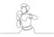 Continuous one line drawing of woman boxer athlete. Sport game vector minimalism design