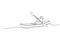 Continuous one line drawing Woman in canoe