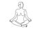 Continuous one line drawing of woman doing exercise in yoga pose. Healthy young girl sitting crossing leg with yoga lotus pose.