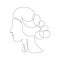 Continuous one line drawing of a woman's face. Elegant minimalist portrait of Aphrodite for a logo, emblem or web banner