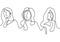 Continuous one line drawing of a women diversity.